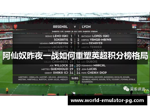 阿仙奴昨夜一战如何重塑英超积分榜格局