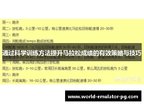 通过科学训练方法提升马拉松成绩的有效策略与技巧 通过科学训练方法提升马拉松成绩的有效策略与技巧